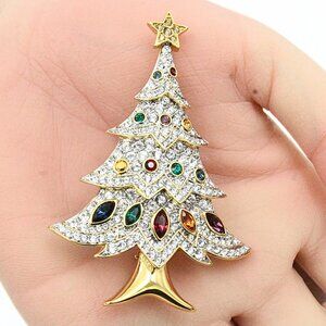 Illustrious SWAROVSKI Signed Designer Pave´Crystal Christmas Tree Brooch